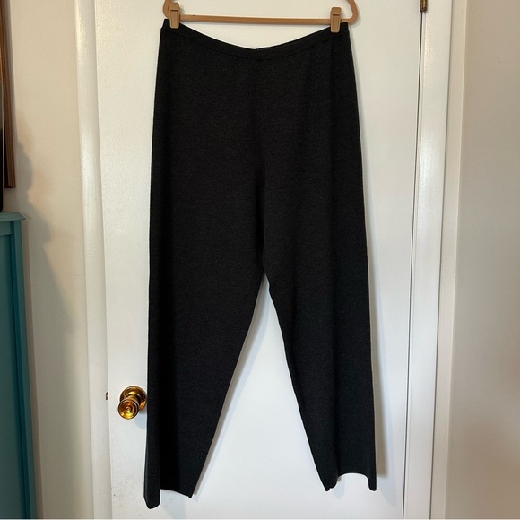 Eileen Fisher Merino Wool Pull On Flat Front Trousers Womens XL Charcoal - Picture 4 of 6